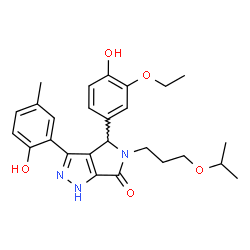 ChemSpider 2D Image | 4-(3-Ethoxy-4-hydroxyphenyl)-3-(2-hydroxy-5-methylphenyl)-5-(3-isopropoxypropyl)-4,5-dihydropyrrolo[3,4-c]pyrazol-6(1H)-one | C26H31N3O5
