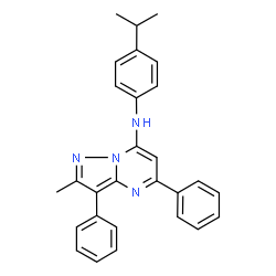 ChemSpider 2D Image | N-(4-Isopropylphenyl)-2-methyl-3,5-diphenylpyrazolo[1,5-a]pyrimidin-7-amine | C28H26N4