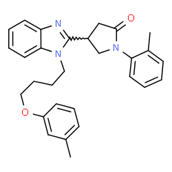 ChemSpider 2D Image | 4-{1-[4-(3-Methylphenoxy)butyl]-1H-benzimidazol-2-yl}-1-(2-methylphenyl)-2-pyrrolidinone | C29H31N3O2