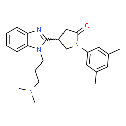 ChemSpider 2D Image | 4-{1-[3-(Dimethylamino)propyl]-1H-benzimidazol-2-yl}-1-(3,5-dimethylphenyl)-2-pyrrolidinone | C24H30N4O