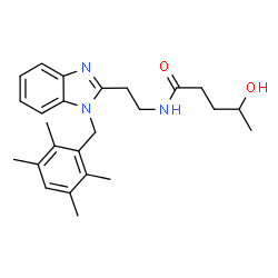 ChemSpider 2D Image | 4-Hydroxy-N-{2-[1-(2,3,5,6-tetramethylbenzyl)-1H-benzimidazol-2-yl]ethyl}pentanamide | C25H33N3O2