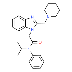 ChemSpider 2D Image | N-Isopropyl-N-phenyl-2-[2-(1-piperidinylmethyl)-1H-benzimidazol-1-yl]acetamide | C24H30N4O