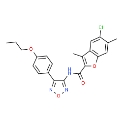 ChemSpider 2D Image | 5-Chloro-3,6-dimethyl-N-[4-(4-propoxyphenyl)-1,2,5-oxadiazol-3-yl]-1-benzofuran-2-carboxamide | C22H20ClN3O4