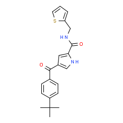 ChemSpider 2D Image | 4-[4-(2-Methyl-2-propanyl)benzoyl]-N-(2-thienylmethyl)-1H-pyrrole-2-carboxamide | C21H22N2O2S