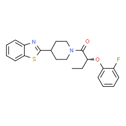 ChemSpider 2D Image | 1-[4-(1,3-Benzothiazol-2-yl)-1-piperidinyl]-2-(2-fluorophenoxy)-1-butanone | C22H23FN2O2S