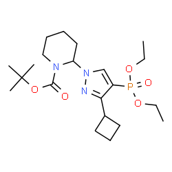 ChemSpider 2D Image | 2-Methyl-2-propanyl 2-[3-cyclobutyl-4-(diethoxyphosphoryl)-1H-pyrazol-1-yl]-1-piperidinecarboxylate | C21H36N3O5P