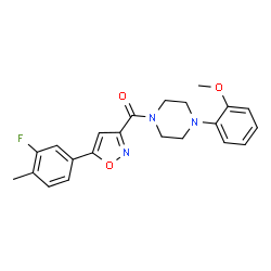 ChemSpider 2D Image | [5-(3-Fluoro-4-methylphenyl)-1,2-oxazol-3-yl][4-(2-methoxyphenyl)-1-piperazinyl]methanone | C22H22FN3O3