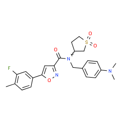 ChemSpider 2D Image | N-[4-(Dimethylamino)benzyl]-N-(1,1-dioxidotetrahydro-3-thiophenyl)-5-(3-fluoro-4-methylphenyl)-1,2-oxazole-3-carboxamide | C24H26FN3O4S