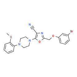 ChemSpider 2D Image | 2-[(3-Bromophenoxy)methyl]-5-[4-(2-methoxyphenyl)-1-piperazinyl]-1,3-oxazole-4-carbonitrile | C22H21BrN4O3
