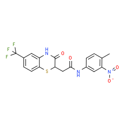 ChemSpider 2D Image | N-(4-Methyl-3-nitrophenyl)-2-[3-oxo-6-(trifluoromethyl)-3,4-dihydro-2H-1,4-benzothiazin-2-yl]acetamide | C18H14F3N3O4S