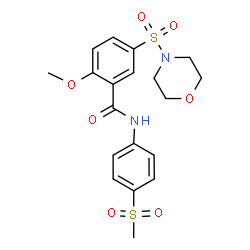 ChemSpider 2D Image | 2-Methoxy-N-[4-(methylsulfonyl)phenyl]-5-(4-morpholinylsulfonyl)benzamide | C19H22N2O7S2