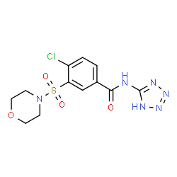 ChemSpider 2D Image | 4-Chloro-3-(4-morpholinylsulfonyl)-N-(1H-tetrazol-5-yl)benzamide | C12H13ClN6O4S