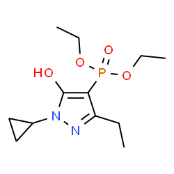 ChemSpider 2D Image | Diethyl (1-cyclopropyl-3-ethyl-5-hydroxy-1H-pyrazol-4-yl)phosphonate | C12H21N2O4P