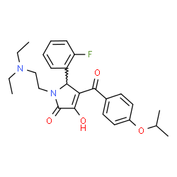 ChemSpider 2D Image | 1-[2-(Diethylamino)ethyl]-5-(2-fluorophenyl)-3-hydroxy-4-(4-isopropoxybenzoyl)-1,5-dihydro-2H-pyrrol-2-one | C26H31FN2O4
