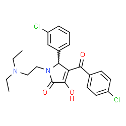 ChemSpider 2D Image | 4-(4-Chlorobenzoyl)-5-(3-chlorophenyl)-1-[2-(diethylamino)ethyl]-3-hydroxy-1,5-dihydro-2H-pyrrol-2-one | C23H24Cl2N2O3