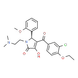 ChemSpider 2D Image | 4-(3-Chloro-4-ethoxybenzoyl)-1-[2-(dimethylamino)ethyl]-3-hydroxy-5-(2-methoxyphenyl)-1,5-dihydro-2H-pyrrol-2-one | C24H27ClN2O5