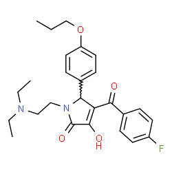 ChemSpider 2D Image | 1-[2-(Diethylamino)ethyl]-4-(4-fluorobenzoyl)-3-hydroxy-5-(4-propoxyphenyl)-1,5-dihydro-2H-pyrrol-2-one | C26H31FN2O4