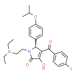 ChemSpider 2D Image | 1-[2-(Diethylamino)ethyl]-4-(4-fluorobenzoyl)-3-hydroxy-5-(4-isopropoxyphenyl)-1,5-dihydro-2H-pyrrol-2-one | C26H31FN2O4