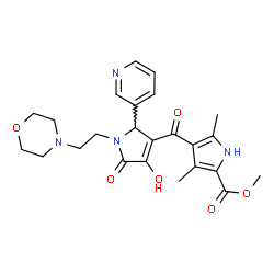 ChemSpider 2D Image | Methyl 4-({4-hydroxy-1-[2-(4-morpholinyl)ethyl]-5-oxo-2-(3-pyridinyl)-2,5-dihydro-1H-pyrrol-3-yl}carbonyl)-3,5-dimethyl-1H-pyrrole-2-carboxylate | C24H28N4O6