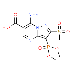 ChemSpider 2D Image | 7-Amino-3-(dimethoxyphosphoryl)-2-(methylsulfonyl)pyrazolo[1,5-a]pyrimidine-6-carboxylic acid | C10H13N4O7PS