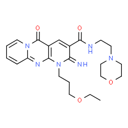 ChemSpider 2D Image | 1-(3-Ethoxypropyl)-2-imino-N-[2-(4-morpholinyl)ethyl]-5-oxo-1,5-dihydro-2H-dipyrido[1,2-a:2',3'-d]pyrimidine-3-carboxamide | C23H30N6O4