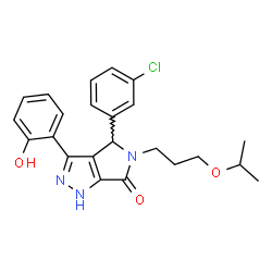 ChemSpider 2D Image | 4-(3-Chlorophenyl)-3-(2-hydroxyphenyl)-5-(3-isopropoxypropyl)-4,5-dihydropyrrolo[3,4-c]pyrazol-6(1H)-one | C23H24ClN3O3