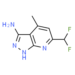 ChemSpider 2D Image | 6-(Difluoromethyl)-4-methyl-1H-pyrazolo[3,4-b]pyridin-3-amine | C8H8F2N4