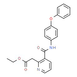 ChemSpider 2D Image | Ethyl {3-[(4-phenoxyphenyl)carbamoyl]-2-pyridinyl}acetate | C22H20N2O4