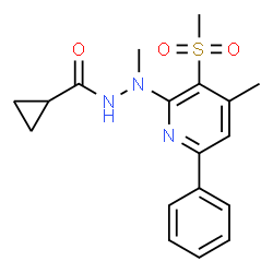 ChemSpider 2D Image | N'-Methyl-N'-[4-methyl-3-(methylsulfonyl)-6-phenyl-2-pyridinyl]cyclopropanecarbohydrazide | C18H21N3O3S