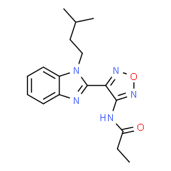 ChemSpider 2D Image | N-{4-[1-(3-Methylbutyl)-1H-benzimidazol-2-yl]-1,2,5-oxadiazol-3-yl}propanamide | C17H21N5O2