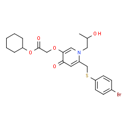 ChemSpider 2D Image | Cyclohexyl {[6-{[(4-bromophenyl)sulfanyl]methyl}-1-(2-hydroxypropyl)-4-oxo-1,4-dihydro-3-pyridinyl]oxy}acetate | C23H28BrNO5S