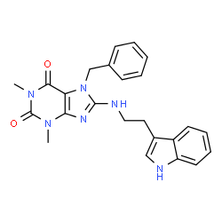 ChemSpider 2D Image | 8-(2-(1H-indol-3-yl)ethylamino)-7-benzyl-1,3-dimethyl-1H-purine-2,6(3H,7H)-dione | C24H24N6O2