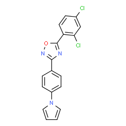ChemSpider 2D Image | 5-(2,4-Dichlorophenyl)-3-[4-(1H-pyrrol-1-yl)phenyl]-1,2,4-oxadiazole | C18H11Cl2N3O