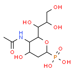 ChemSpider 2D Image | 2-Acetamido-1,5-anhydro-2,4-dideoxy-5-phosphono-1-(1,2,3-trihydroxypropyl)pentitol | C10H20NO9P