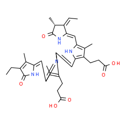 ChemSpider 2D Image | 3-[2-[(Z)-[3-(2-carboxyethyl)-5-[(Z)-(4-ethyl-3-methyl-5-oxo-pyrrol-2-ylidene)methyl]-4-methyl-pyrrol-2-ylidene]methyl]-5-[(Z)-[(3Z,4R)-3-ethylidene-4-methyl-5-oxo-pyrrolidin-2-ylidene]methyl]-4-methyl-1H-pyrrol-3-yl]propanoic acid | C33H38N4O6