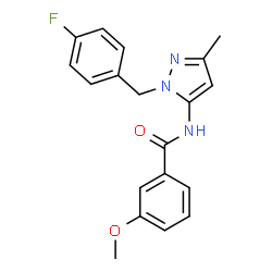 ChemSpider 2D Image | N-[1-(4-Fluorobenzyl)-3-methyl-1H-pyrazol-5-yl]-3-methoxybenzamide | C19H18FN3O2