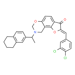 ChemSpider 2D Image | (2Z)-2-(3,4-Dichlorobenzylidene)-8-[1-(5,6,7,8-tetrahydro-2-naphthalenyl)ethyl]-8,9-dihydro-7H-furo[2,3-f][1,3]benzoxazin-3(2H)-one | C29H25Cl2NO3