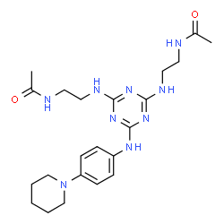 ChemSpider 2D Image | N,N'-[(6-{[4-(1-Piperidinyl)phenyl]amino}-1,3,5-triazine-2,4-diyl)bis(imino-2,1-ethanediyl)]diacetamide | C22H33N9O2