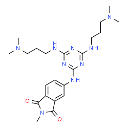 ChemSpider 2D Image | 5-[(4,6-Bis{[3-(dimethylamino)propyl]amino}-1,3,5-triazin-2-yl)amino]-2-methyl-1H-isoindole-1,3(2H)-dione | C22H33N9O2