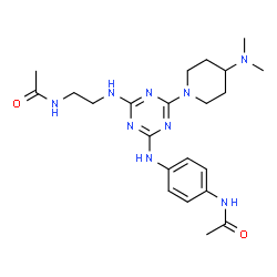 ChemSpider 2D Image | N-[4-({4-[(2-Acetamidoethyl)amino]-6-[4-(dimethylamino)-1-piperidinyl]-1,3,5-triazin-2-yl}amino)phenyl]acetamide | C22H33N9O2