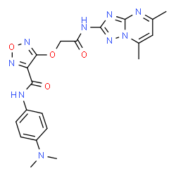 ChemSpider 2D Image | N-[4-(Dimethylamino)phenyl]-4-{2-[(5,7-dimethyl[1,2,4]triazolo[1,5-a]pyrimidin-2-yl)amino]-2-oxoethoxy}-1,2,5-oxadiazole-3-carboxamide | C20H21N9O4