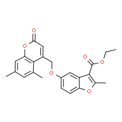 ChemSpider 2D Image | Ethyl 5-[(5,7-dimethyl-2-oxo-2H-chromen-4-yl)methoxy]-2-methyl-1-benzofuran-3-carboxylate | C24H22O6