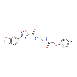 ChemSpider 2D Image | 3-(1,3-Benzodioxol-5-yl)-N-(2-{[(4-methylphenoxy)acetyl]amino}ethyl)-1,2,4-oxadiazole-5-carboxamide | C21H20N4O6