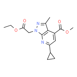 ChemSpider 2D Image | methyl 6-cyclopropyl-1-(2-ethoxy-2-oxoethyl)-3-methylpyrazolo[3,4-b]pyridine-4-carboxylate | C16H19N3O4