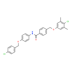 ChemSpider 2D Image | N-{4-[(4-Chlorobenzyl)oxy]phenyl}-4-[(4-chloro-3,5-dimethylphenoxy)methyl]benzamide | C29H25Cl2NO3