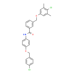 ChemSpider 2D Image | N-{4-[(4-Chlorobenzyl)oxy]phenyl}-3-[(4-chloro-3,5-dimethylphenoxy)methyl]benzamide | C29H25Cl2NO3