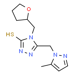 ChemSpider 2D Image | 5-[(5-methylpyrazol-1-yl)methyl]-4-(oxolan-2-ylmethyl)-2H-1,2,4-triazole-3-thione | C12H17N5OS