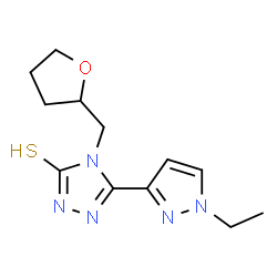 ChemSpider 2D Image | 5-(1-ethylpyrazol-3-yl)-4-(oxolan-2-ylmethyl)-2H-1,2,4-triazole-3-thione | C12H17N5OS