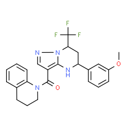 ChemSpider 2D Image | 3,4-Dihydro-1(2H)-quinolinyl[5-(3-methoxyphenyl)-7-(trifluoromethyl)-4,5,6,7-tetrahydropyrazolo[1,5-a]pyrimidin-3-yl]methanone | C24H23F3N4O2