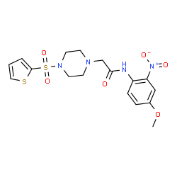ChemSpider 2D Image | N-(4-Methoxy-2-nitrophenyl)-2-[4-(2-thienylsulfonyl)-1-piperazinyl]acetamide | C17H20N4O6S2